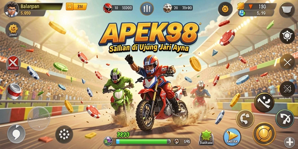 Tampilan seru gameplay APEK88 dengan balapan mendebarkan.