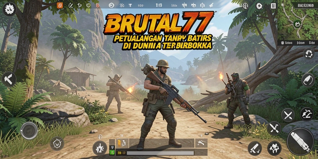 Gameplay BRUTAL77 yang menampilkan dunia terbuka yang menakjubkan dan interaksi dinamis.