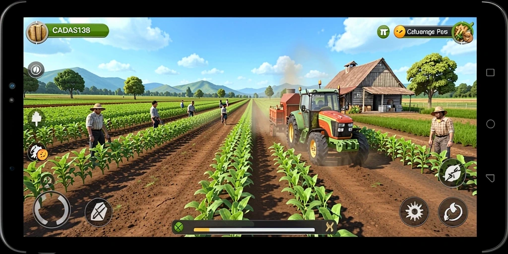 Tampilan gameplay <strong>CADAS138</strong> yang menggambarkan aktivitas bertani yang menarik.