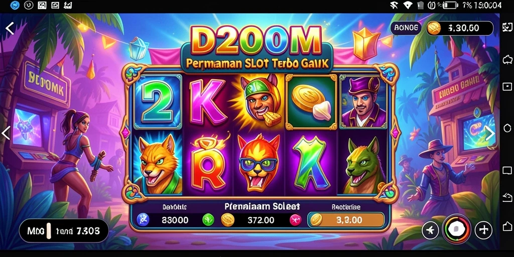 Tangkapan layar utama D200M menampilkan momen seru dalam permainan Slot.