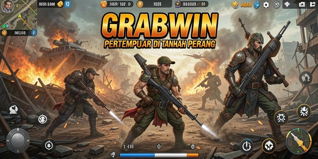Tampilan gameplay menegangkan di arena pertempuran GRABWIN.