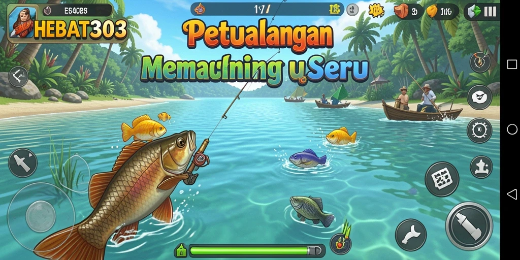 Tampilan gameplay HEBAT303 menampilkan aksi memancing yang mendebarkan.