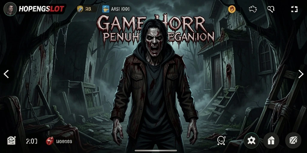 Screenshot gameplay HOPENGSLOT yang menunjukkan suasana mencekam.