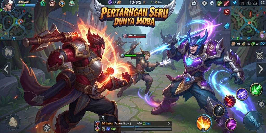 Tangkapan layar KING403 menampilkan aksi pertarungan MOBA yang seru.
