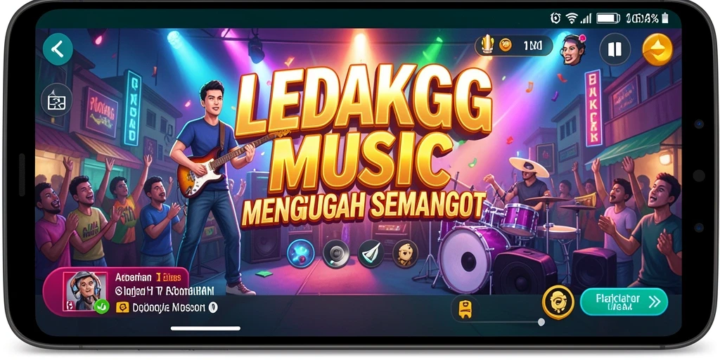 Tangkapan layar gameplay LEDAKGG yang menunjukkan keseruan permainan musik.
