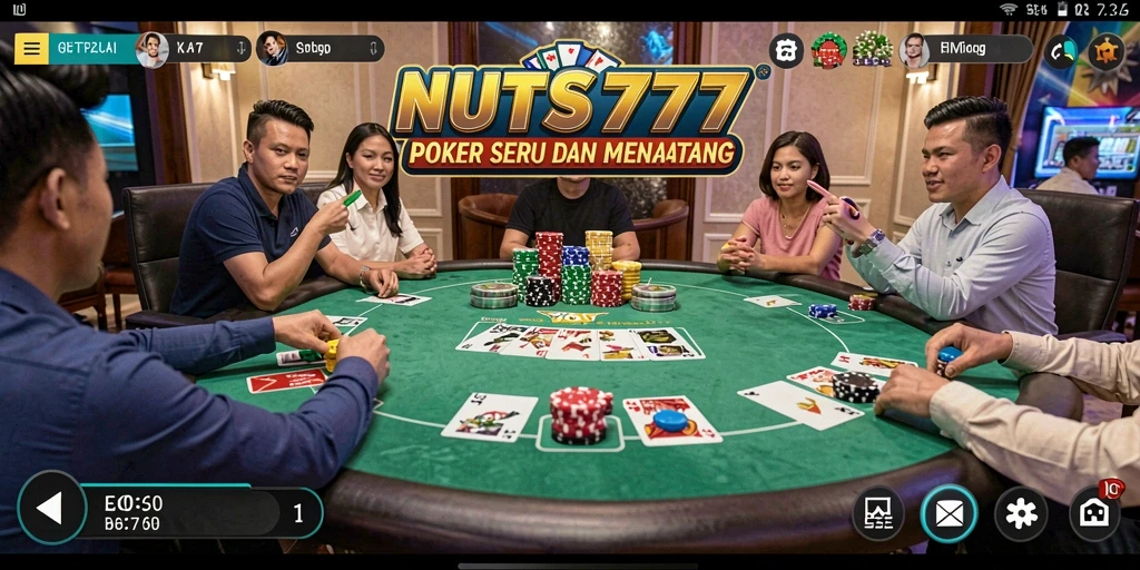 Tampilan gameplay poker yang seru dan menantang di NUTS777.