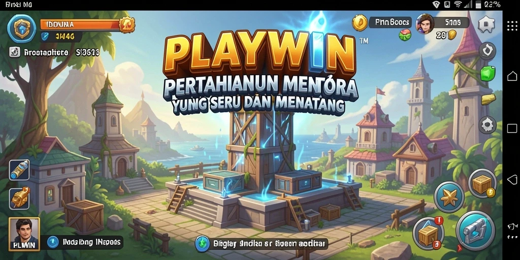 Tampilan gameplay menyenangkan dari <strong>PLAYWIN</strong> yang menunjukkan aksi menara mempertahankan wilayah.