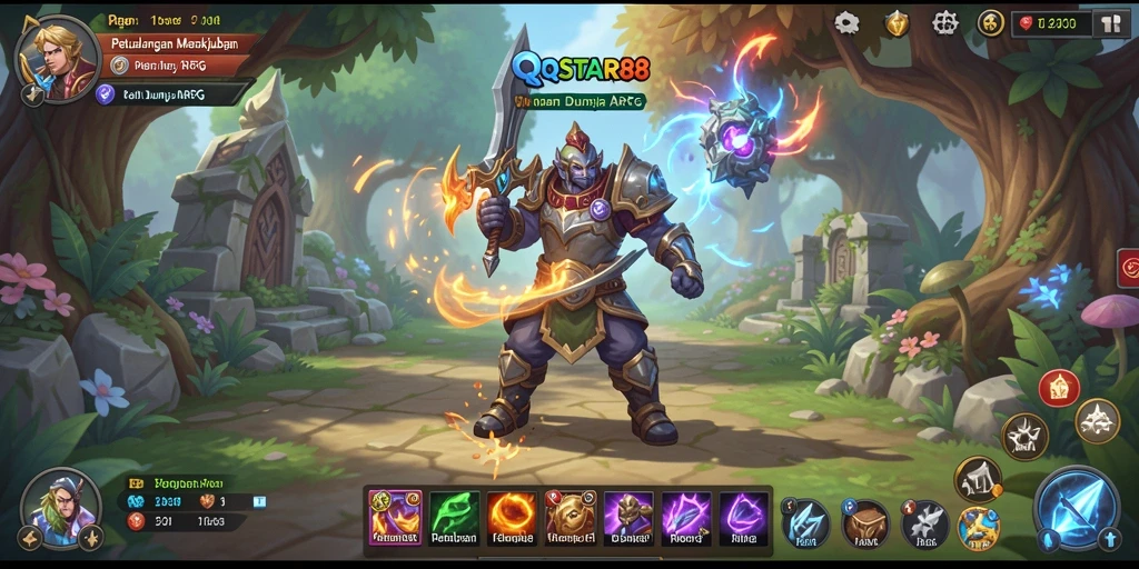 Tampilan utama gameplay QQSTAR88 dengan aksi petualangan ARPG.