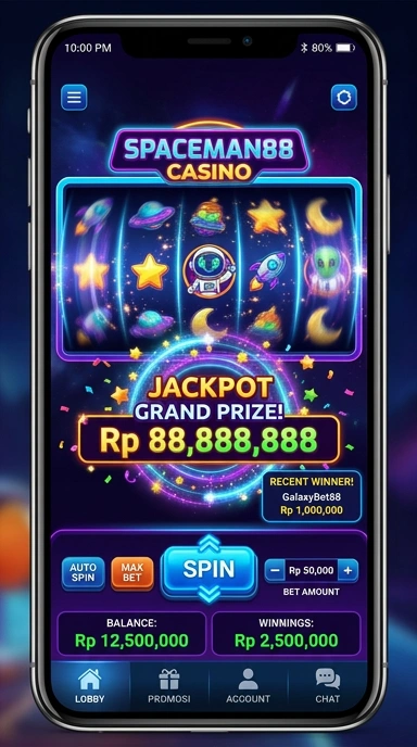 Tampilan aplikasi spaceman88 yang sederhana dan menarik.